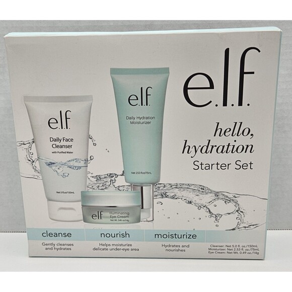 e.l.f Hello Hydration Starter Kit Cleanse Nourish Moisturize 3 Piece Set NIB - Picture 2 of 4